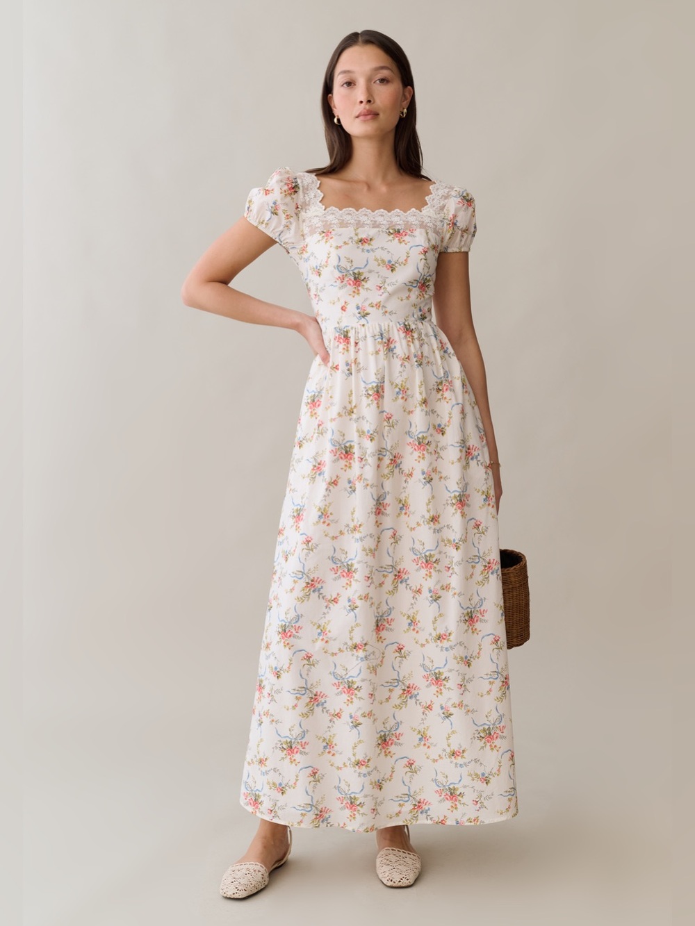 NWT few moda andi cotton dress size 4 sorella vintage bouquet floral maxi lace